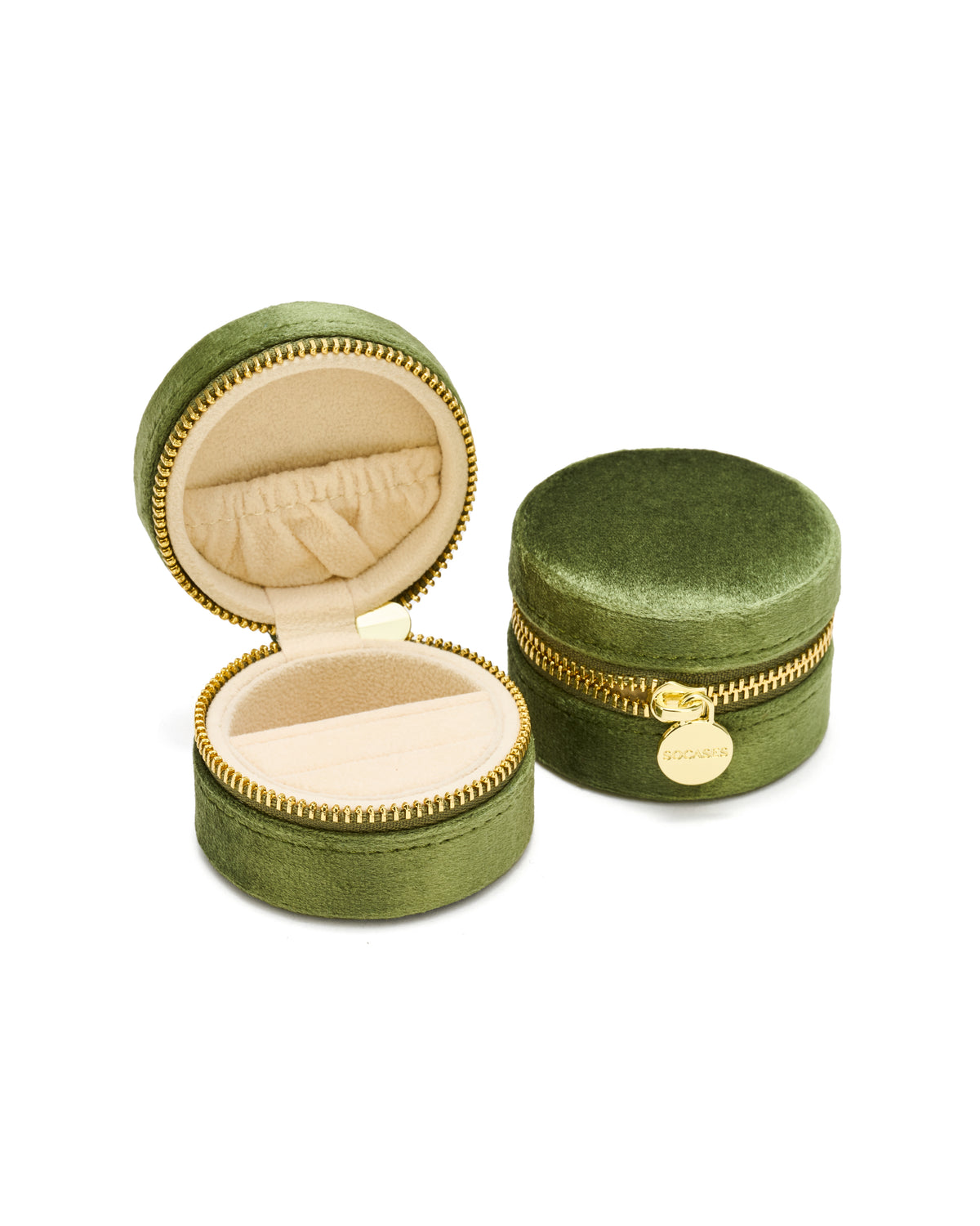 SAMT SCHMUCKKÄSTCHEN RUND MINI col. golden palm – SOCASES Collection